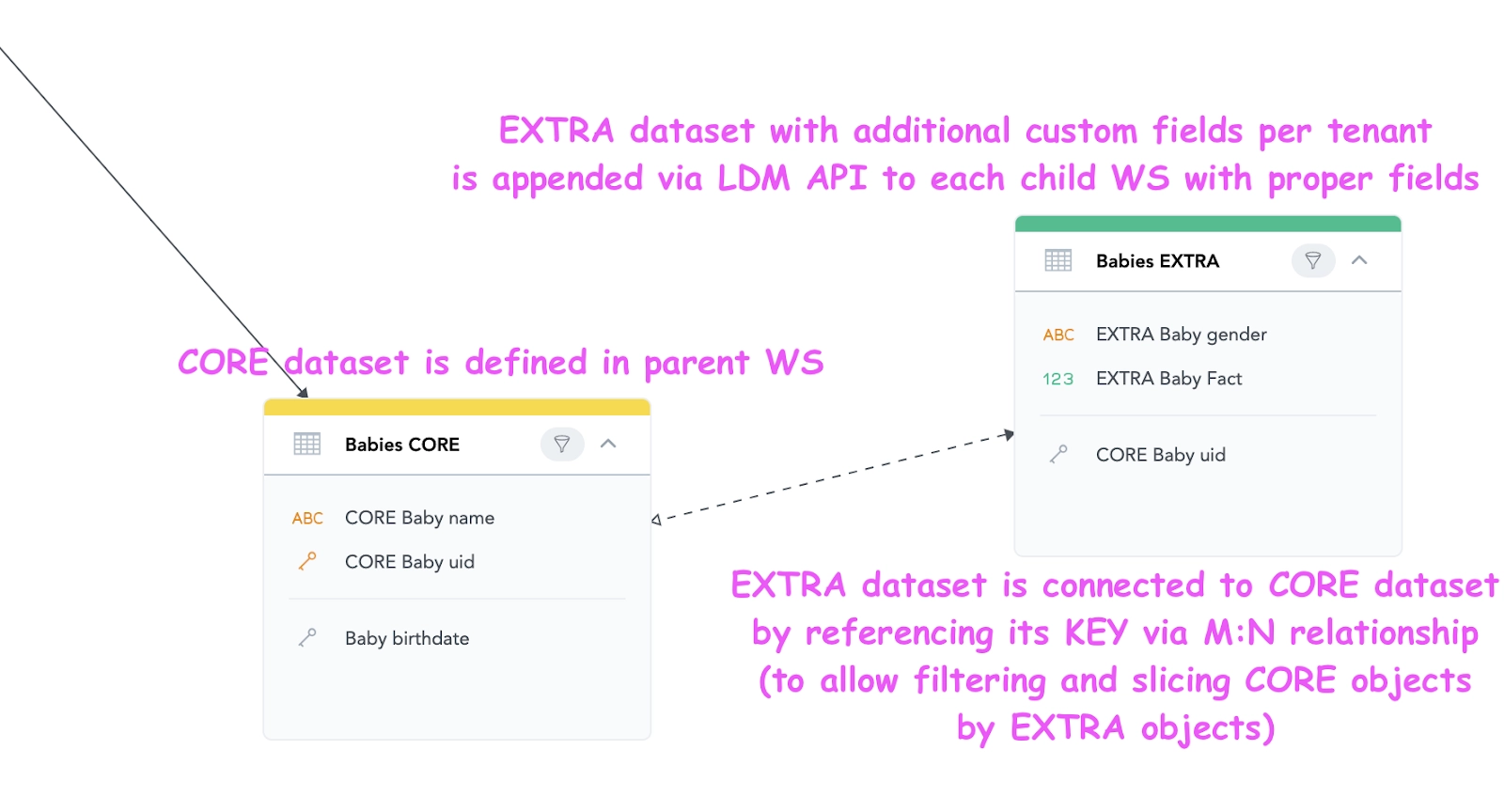 Screenshot of the LDM with both the Core and Extra datasets